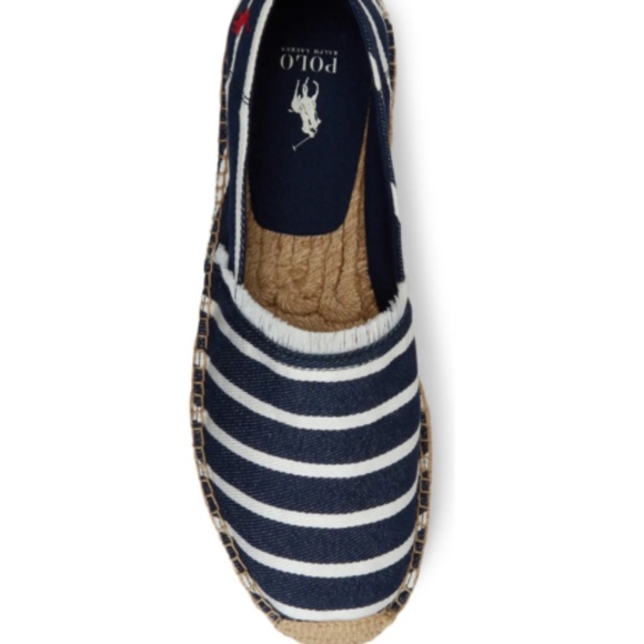 NEW POLO RALPH LAUREN MEN'S Cevio Crest Madras Espadrilles SLIP ON BLUE STRIPE - Picture 4 of 6